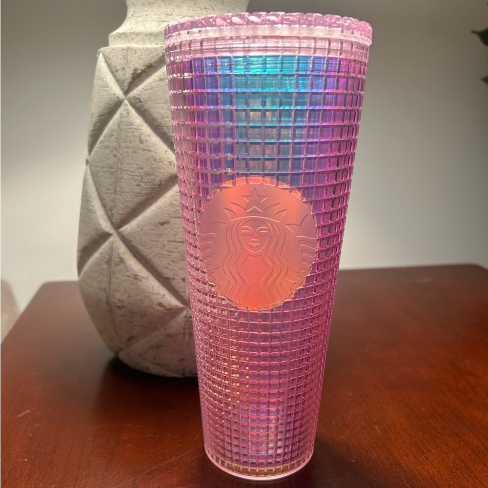 Starbucks Iridescent Pink Grid Disco 24 fl oz Cup